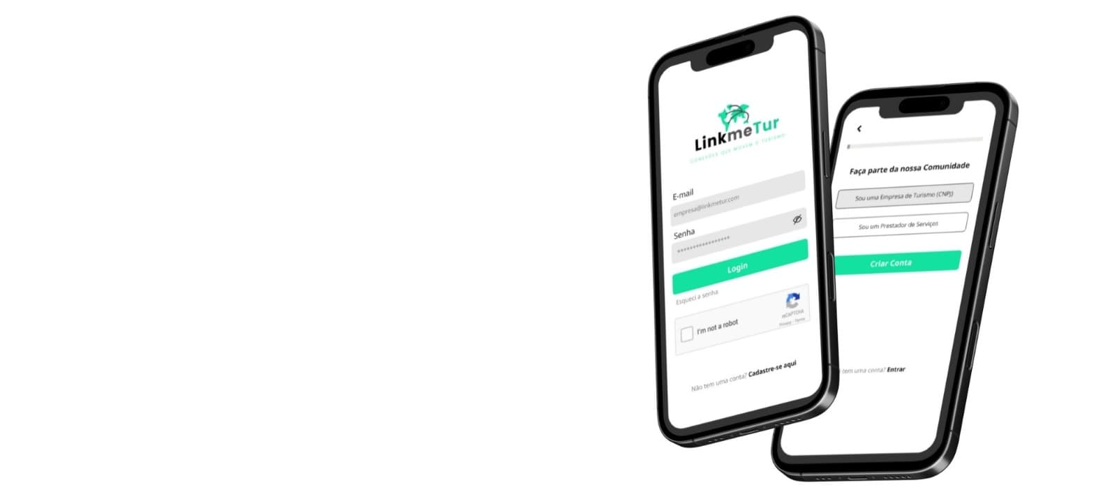 Mockup do App LinkMe Tur